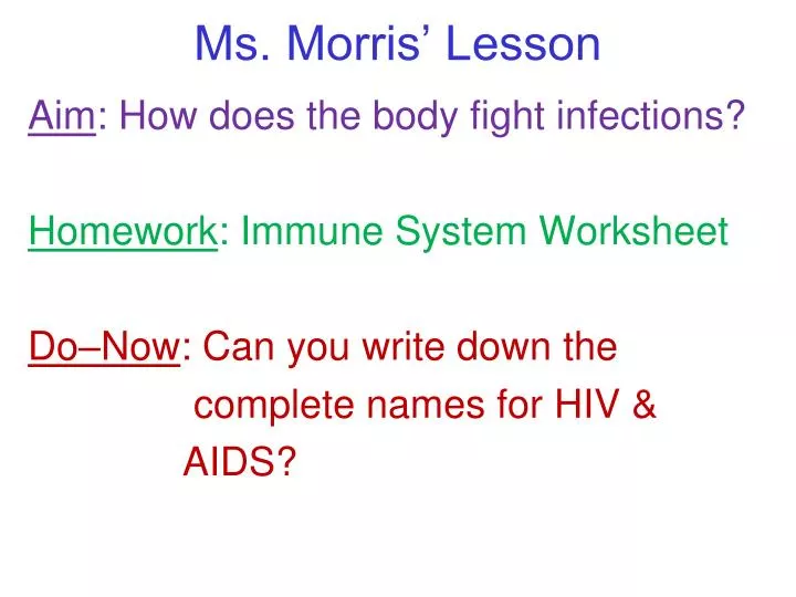 ms morris lesson