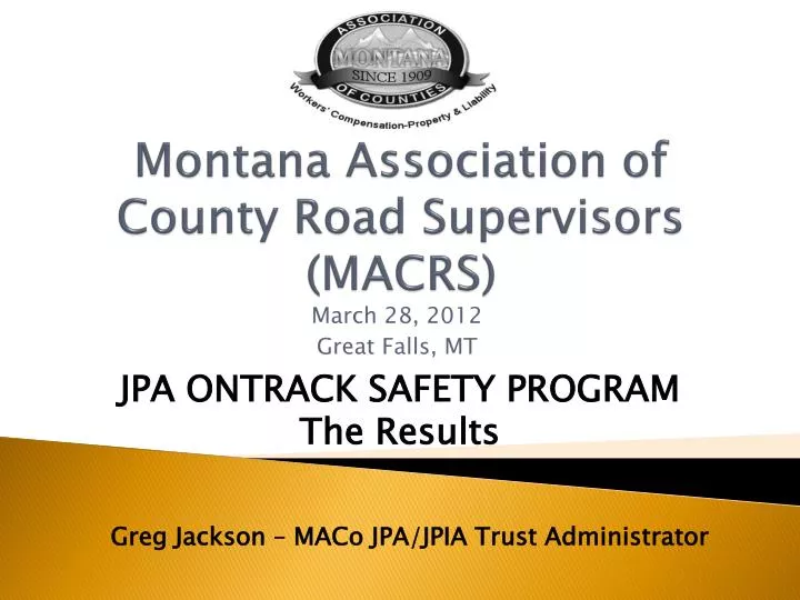 montana association of county road supervisors macrs