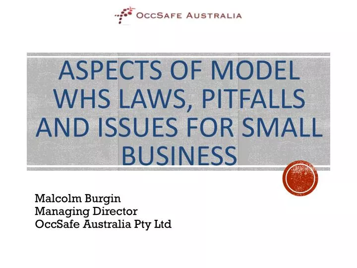 aspects of model whs laws pitfalls and issues for small business