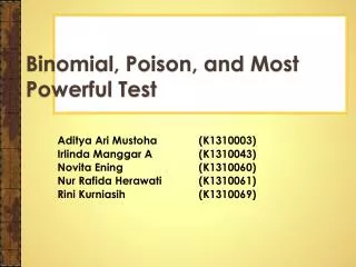 Binomial, Poison, and Most Powerful Test