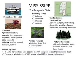 MISSISSIPPI The Magnolia State