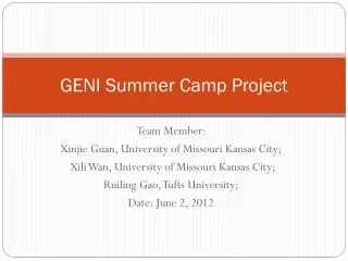 GENI Summer Camp Project