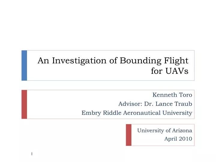 an investigation of bounding flight for uavs