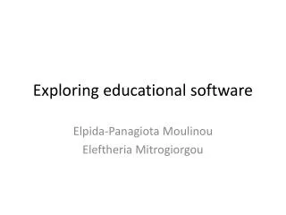 Exploring educational software
