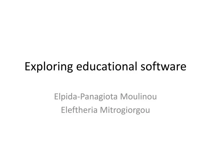 exploring educational software
