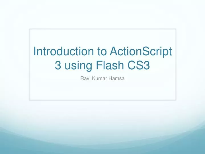 introduction to actionscript 3 using flash cs3