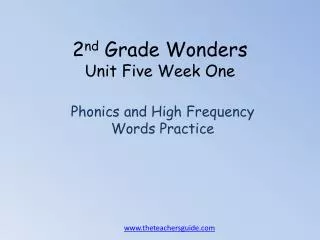 2 nd Grade Wonders Unit Five Week One