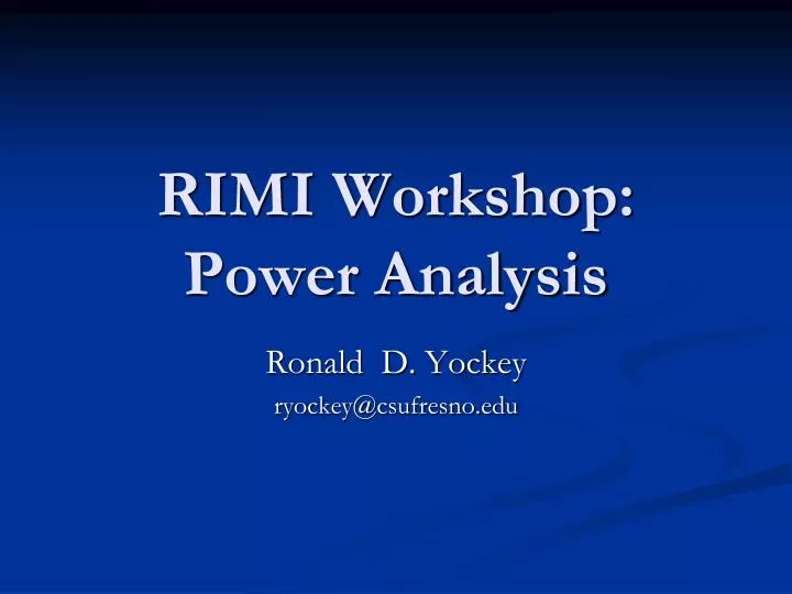 rimi workshop power analysis
