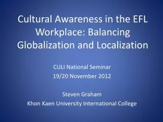 Cultural Awareness in the EFL Workplace: Balancing Globalization and Localization
