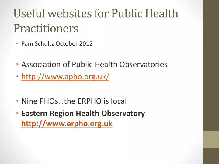 useful websites for public health practitioners