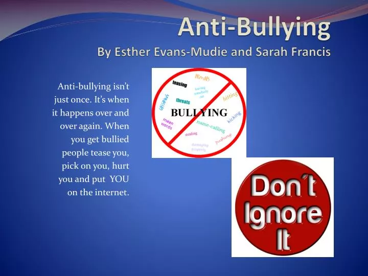 anti bullying by esther evans mudie and sarah francis