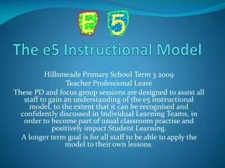 The e5 Instructional Model