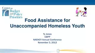 Food Assistance for Unaccompanied Homeless Youth