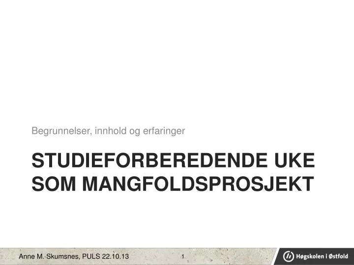 studieforberedende uke som mangfoldsprosjekt