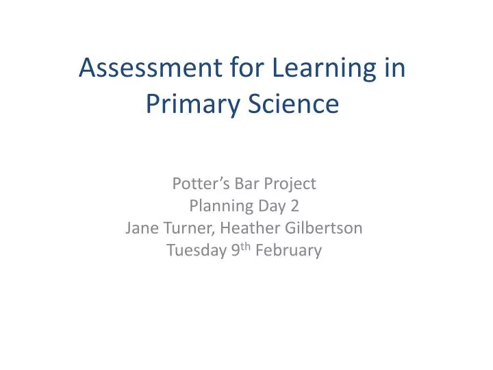 assessment for learning in primary science