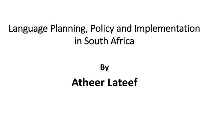 language planning policy and implementation in south africa