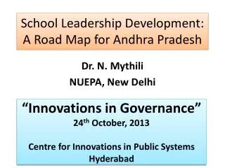 School Leadership Development: A Road Map for Andhra Pradesh