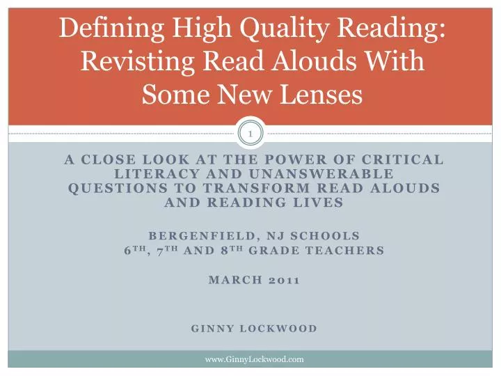 defining high quality reading revisting read alouds with some new lenses
