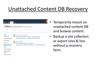 Unattached Content DB Recovery