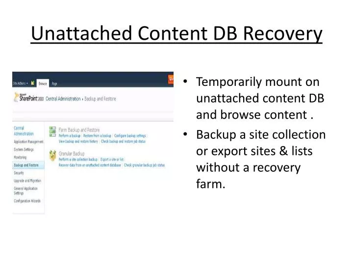unattached content db recovery