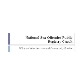 National Sex Offender Public Registry Check