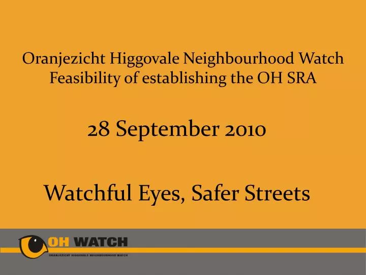 oranjezicht higgovale neighbourhood watch feasibility of establishing the oh sra