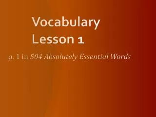 Vocabulary Lesson 1