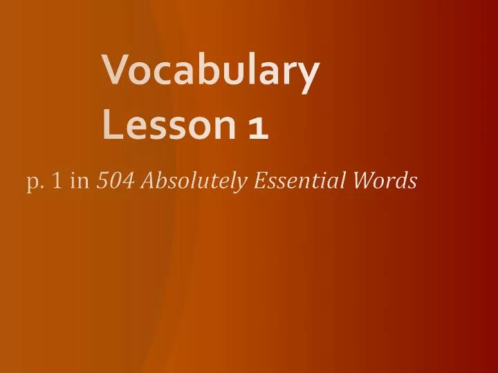 vocabulary lesson 1