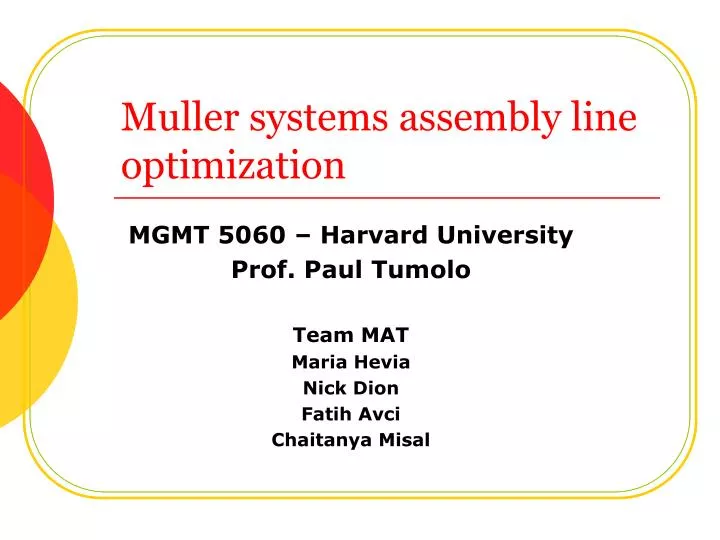 muller systems assembly line optimization
