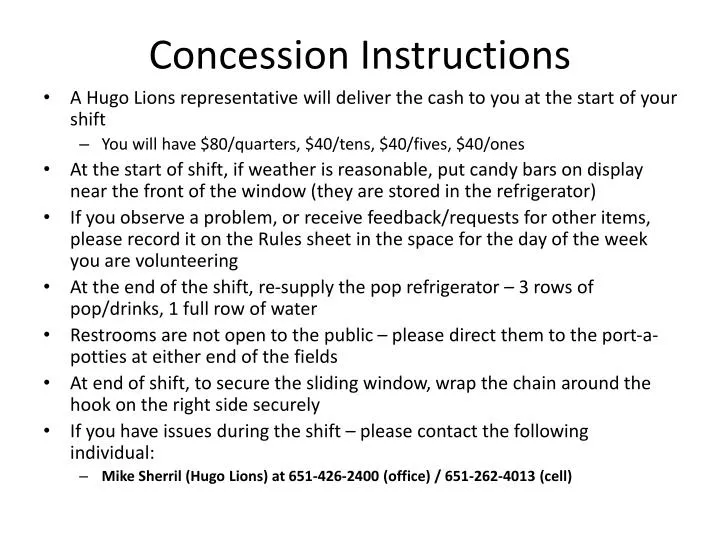 concession instructions