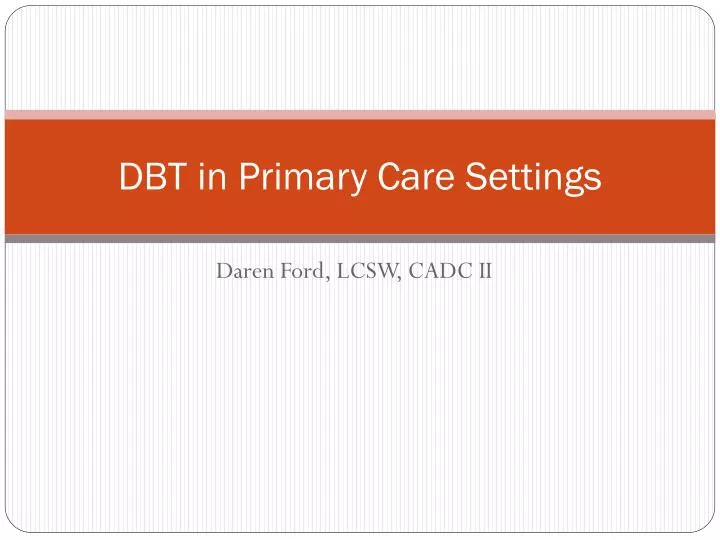 dbt in primary care settings