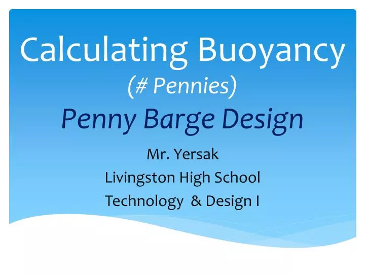 calculatin g buoyancy pennies penny barge design
