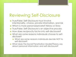 Reviewing Self-Disclosure