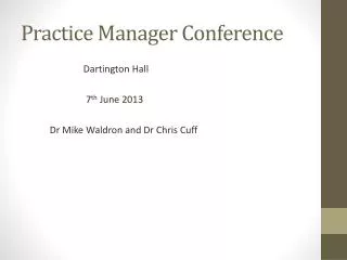 Practice Manager Conference