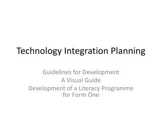 Technology Integration Planning