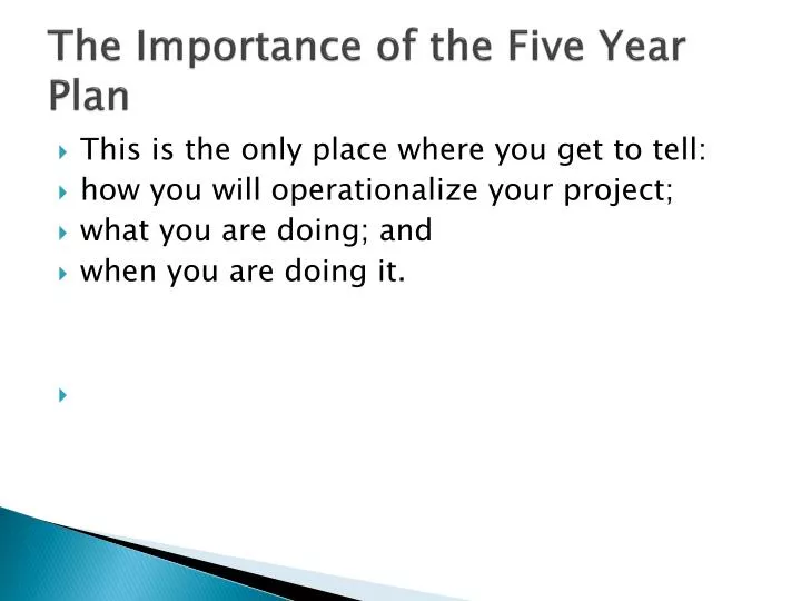 the importance of the five year plan