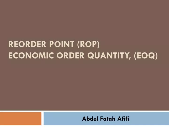reorder point rop economic order quantity eoq