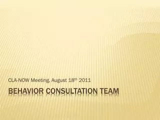 Behavior Consultation Team