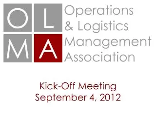 Kick-Off Meeting September 4, 2012
