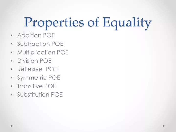properties of equality