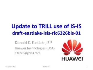 Update to TRILL use of IS-IS draft-eastlake-isis-rfc6326bis-01