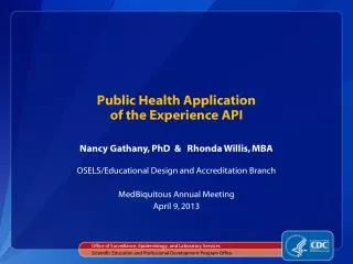Public Health Application of the Experience API