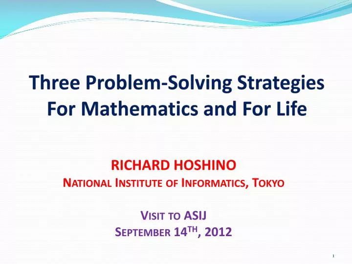 richard hoshino national institute of informatics tokyo visit to asij september 14 th 2012