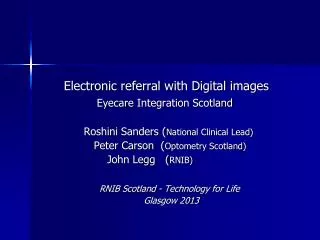 Electronic referral with Digital images Eyecare Integration Scotland