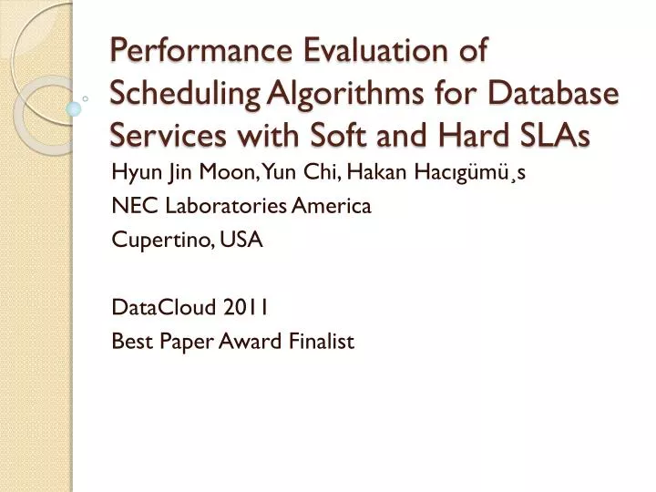 performance evaluation of scheduling algorithms for database services with soft and hard slas