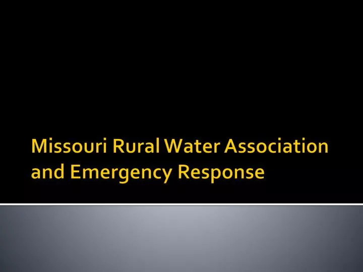 missouri rural water association and emergency response