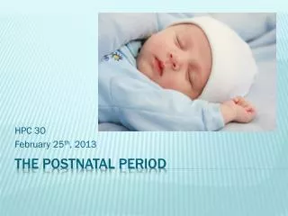 THE POSTNATAL PERIOD