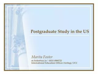 Postgraduate Study in the US