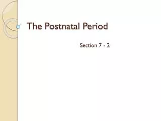 The Postnatal Period