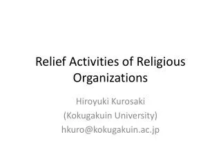 Relief Activities of Religious Organizations